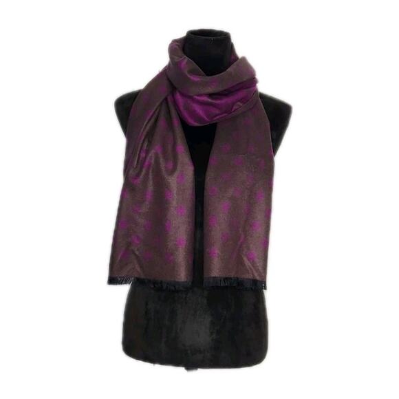 nwot Chelsey by Joseph purple polka dots reversible Scarf 100% Silk soft 11x71" - Picture 1 of 5